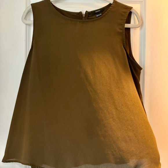 Olive Green-Sleeveless Blouse - Picture 1 of 1